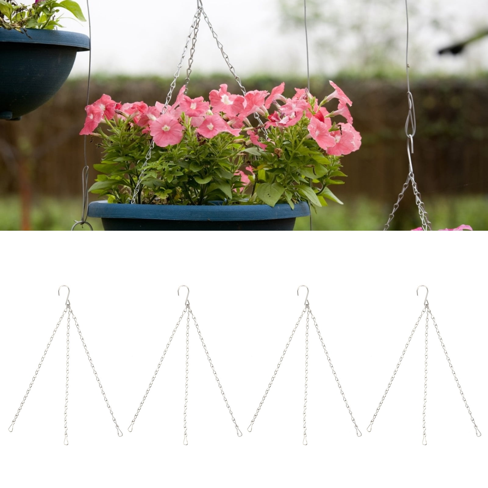 LHCER 4Pcs Hanging Chain with Hooks 304 Stainless Steel Garden Flower Pot  Plant Hangers Replacement,Plant Hangers,Hanging Basket Chains