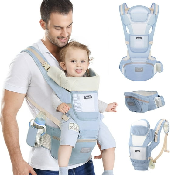 6-in-1 Ergonomic Baby Carrier with Hip Seat and Lumbar Support, Adjustable Infant Carrier for Newborn to Toddler, Breathable Comfortable Baby Holder for Travel, Hiking & Everyday Baby Essentials
