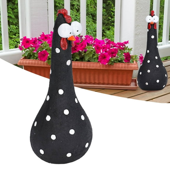 LHCER Chicken Statue Long Neck Microlandschaft Hand Crafted Resin Animal Garden Statues for Garden Yard Art Decoration, Big Eye Chicken Garden Decoration