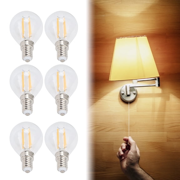 LHCER E12 Bulb,6PCS E12 LED Globe Bulbs 4W G45 Vintage Filament Lamp Clear Glass Bulb Warm Light Home Decor 110V,LED Bulb