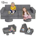thumbnail image 1 of FAGINEY Modular Play Sofa for Kids 12pcs Play Couch Multifunctional Child Sectional Sofa for Playroom for Toddler Ages 1-3, Grey, 1 of 6