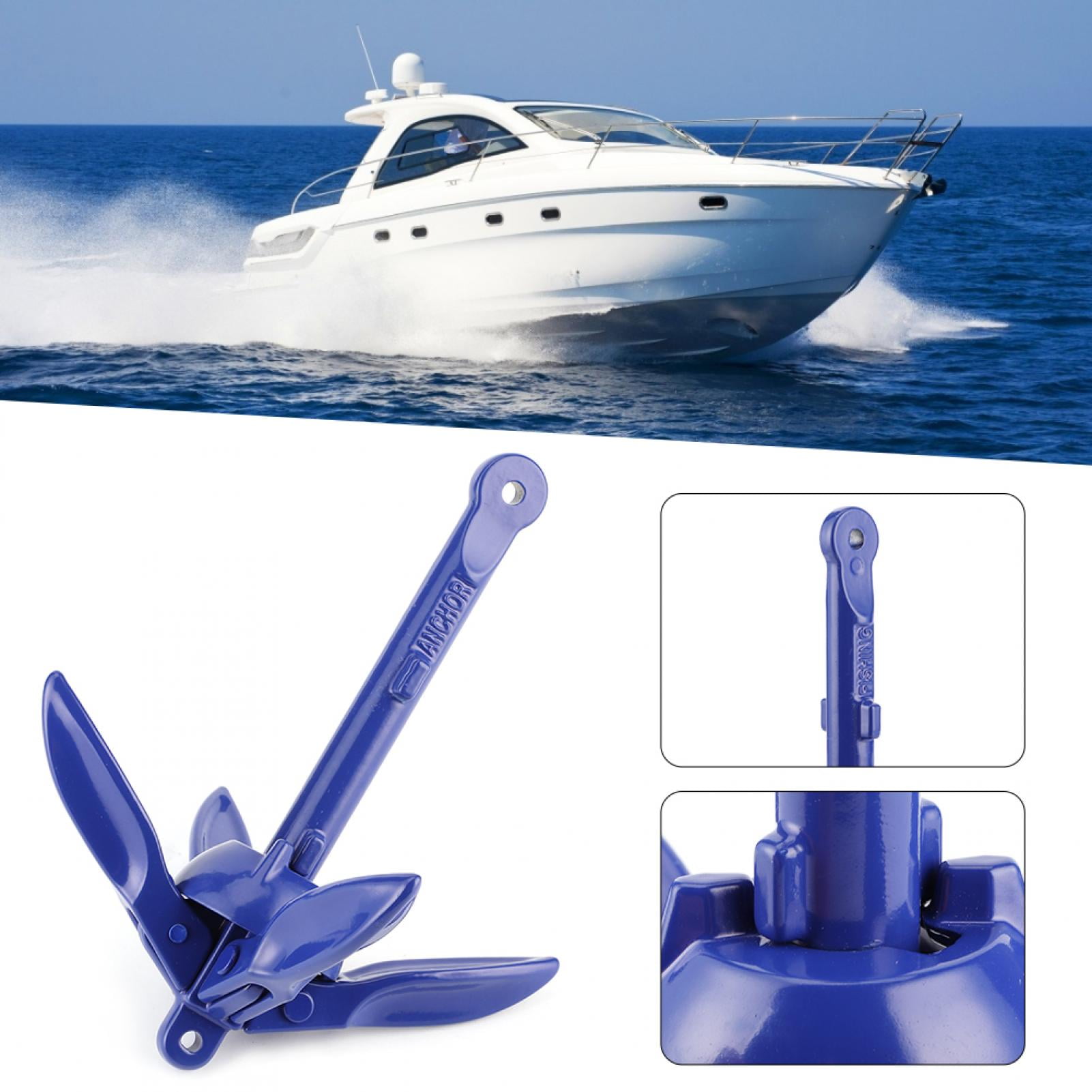 LHCER Portable Marine Anchor,4 Tine Aluminum Alloy Folding Boat Anchor