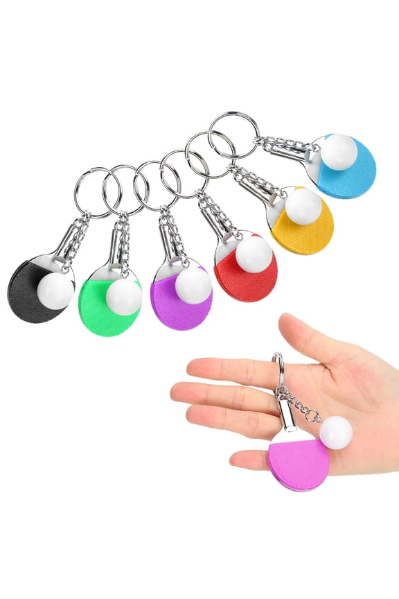 LHCER Table Tennis Key Chian, 6Pcs Mini Pong Key Chain for Friends