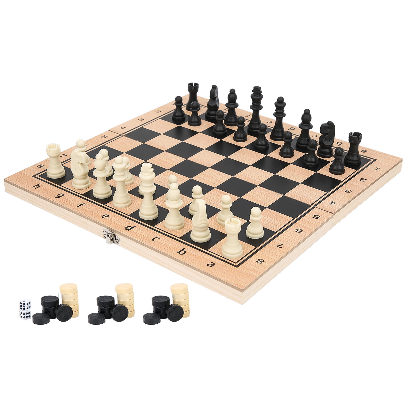LHCER Travel Chess Boards Game, 3‑In‑ Checkers Chess Backgammon Board