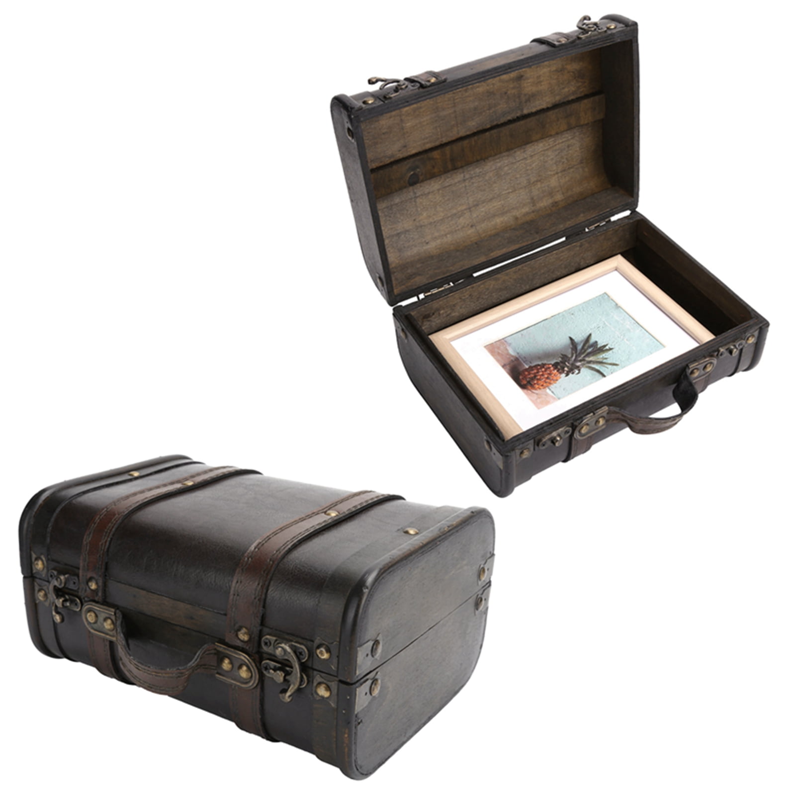 LHCER Vintage Luggage Case, Retro Suitcase Wooden Storage Box Studio Decoration Window Display Photography Props Suitcase