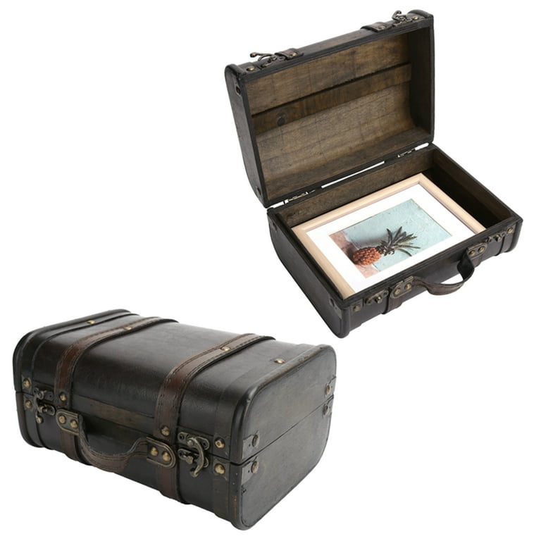 LHCER Vintage Luggage Case Retro Suitcase Wooden Storage Box Studio Decoration Window Display Photography Props Suitcase