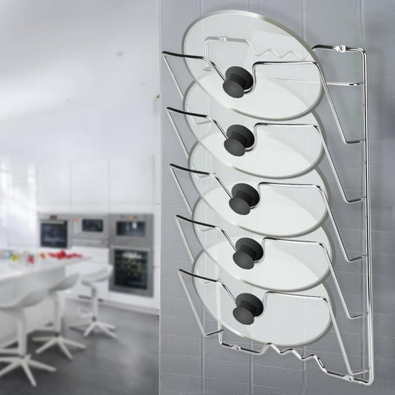 LHCER Wall/Door Mounted Kitchen Cabinet Storage Rack Holder for Pot & Pan Lids, Pan Lid Holder, Pan Lid Storage Rack