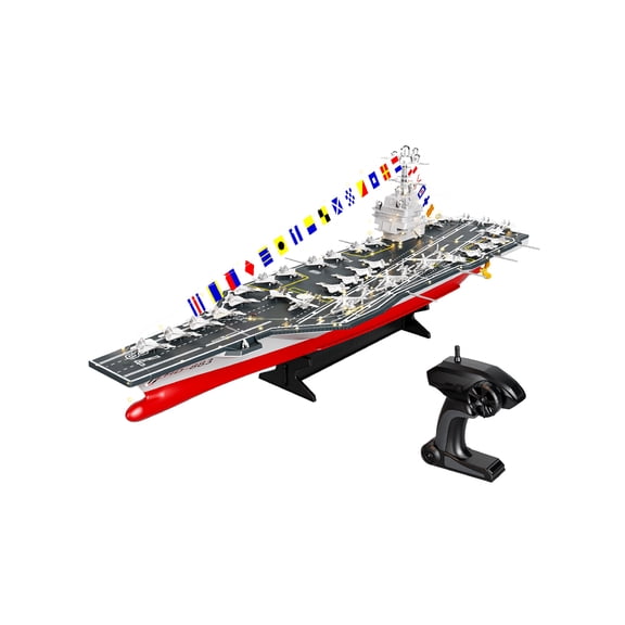 LHD-883 1/480 Scale RC Aircraft Carrier Boat, 2.4GHz Remote Control Dual Motor High-Velocity Warship, Waterproof with LED Lights - RTR