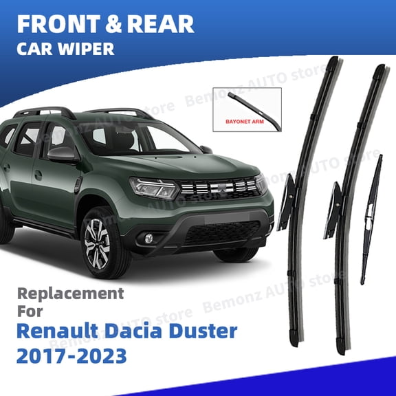 LHD Front Rear Windshield Wiper Blades For Renault Dacia Duster Ⅱ MK2 2017-2023 2018 2019 2020 2021 2022 3pc Window Accessories