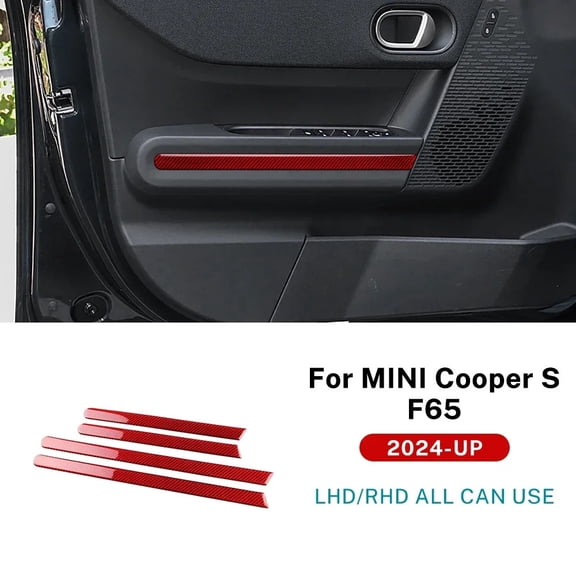 LHD RHD Car Door Decorative Strips Interior Sticker Real Soft Carbon Fiber Panel 4pcs/set for BMW Mini Cooper S F65 2024 2025.