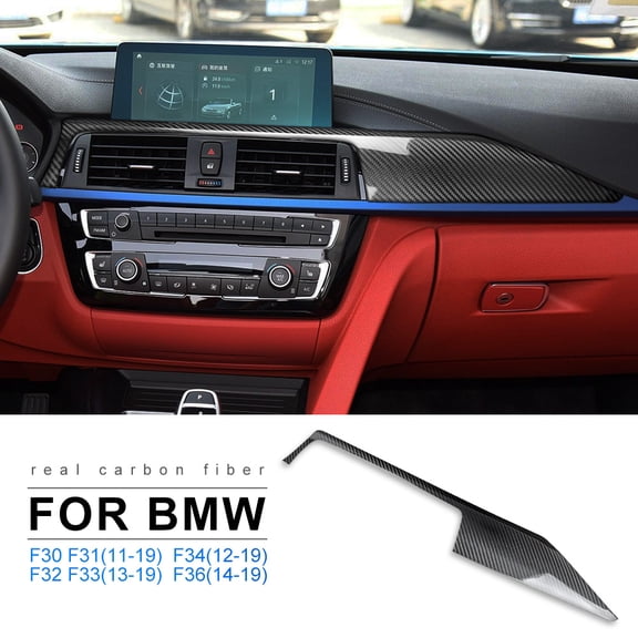 LHD for BMW F30 F31 F32 F33 F34 F36 Accessories Real Carbon Fiber Car Dashboard Panel Decorative Cover Sticker Interior Trim.