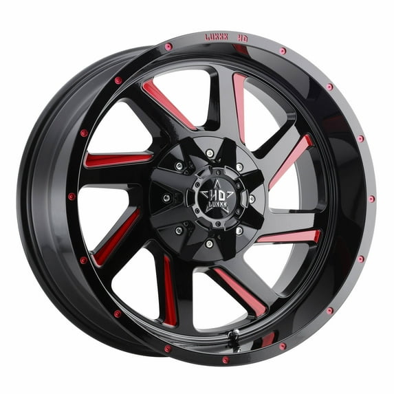 LHD14 20X10 6135/139.7 -18 106.1 Gloss Black Red Milling