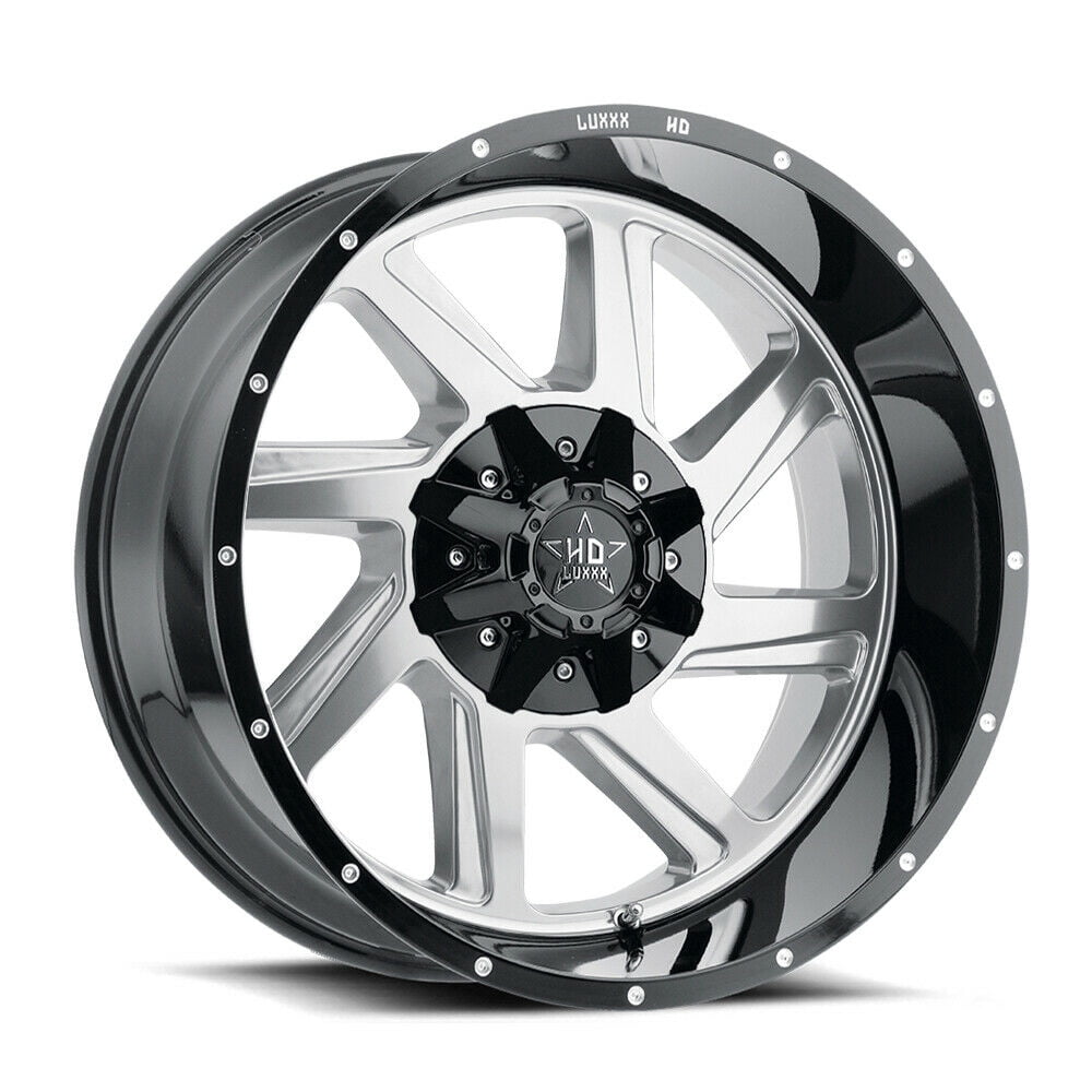 LHD14 22X12 8165/170 -44 125 Wheel with Gloss Black Lip Polished Face With Milled Edges