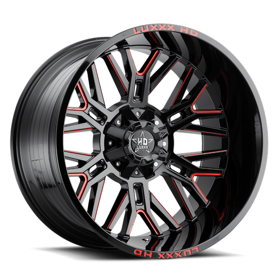 LHD25 20X10 6135/139.7 -18 106.1 Gloss Black Red Milled