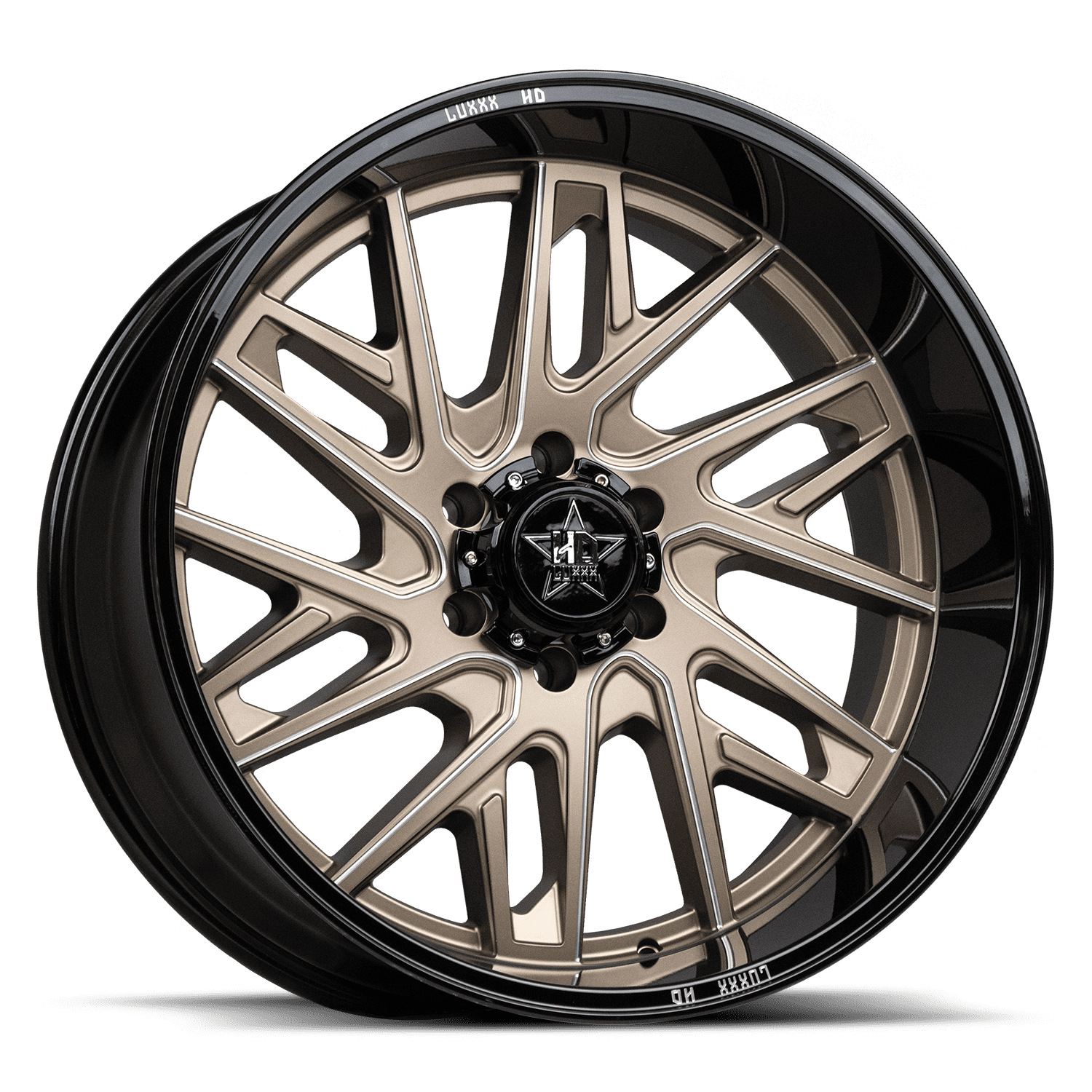 LHD29 20X10 6X139.7 -18 106.1 Gloss Black Lip Satin Bronze Face Milled Edges