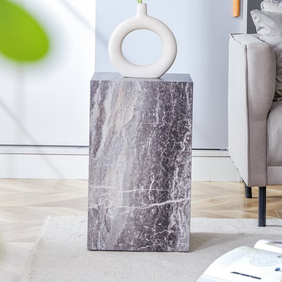 LHKJ 11.8"x11.8"x19.6" Gray Textured MDF Coffee Table, Modern Stylish Design