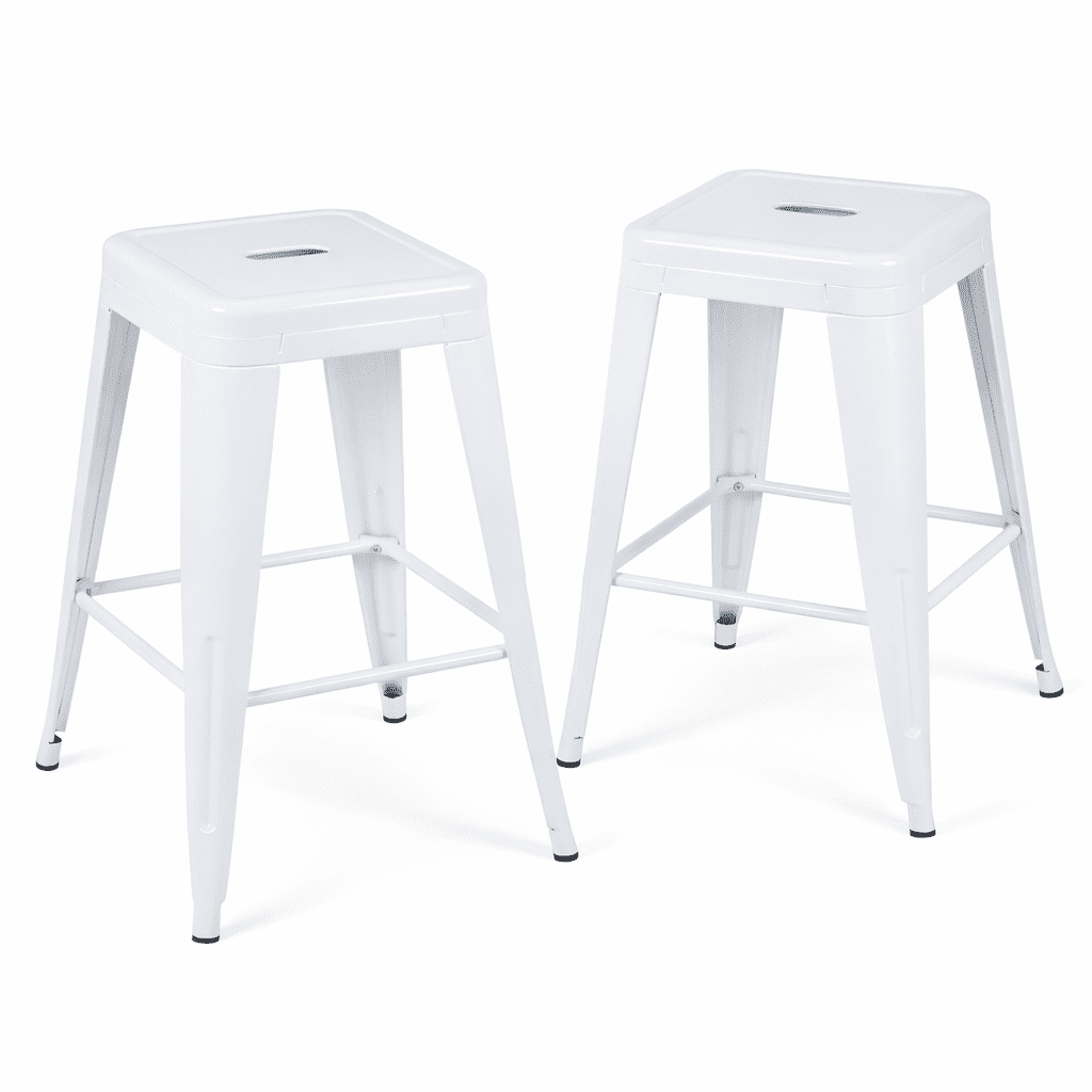 LHKJ 24 in. Backless Metal Counter Height Bar Stools, Non Stackable ...