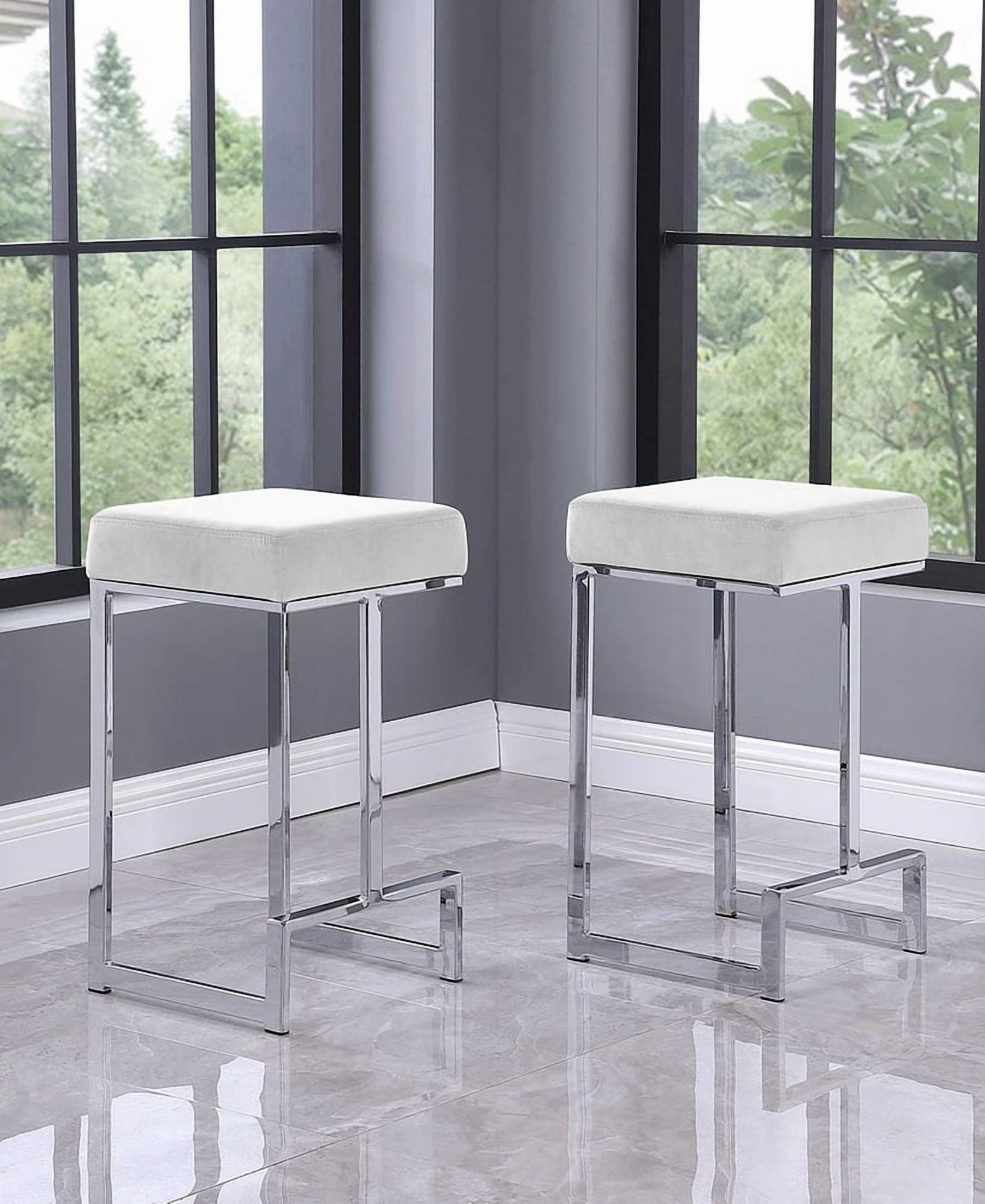 LHKJ 25 in. H White Faux Leather Backless Metal Counter Height Stools ...