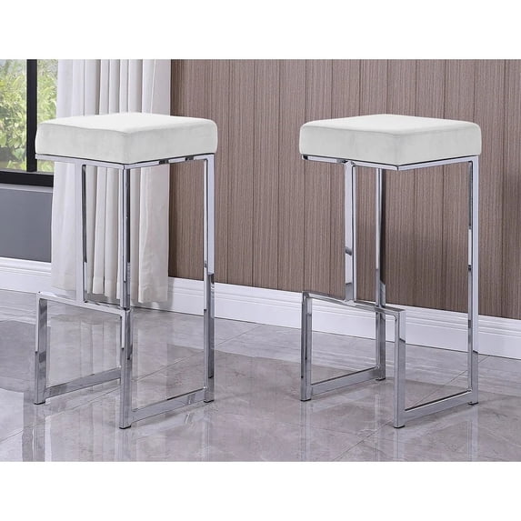 LHKJ 31 in. H Velvet Bar Stools with Chrome Base and Backless Counter ...