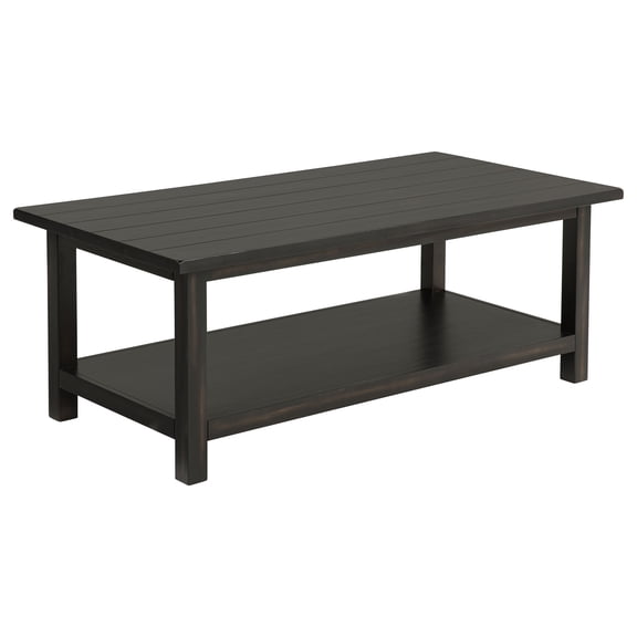LHKJ Castleton Distressed Java Wood Coffee Table with Shelf