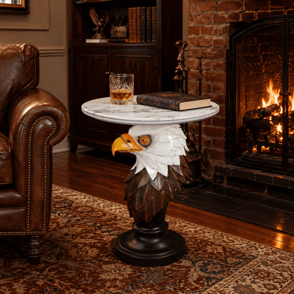 LHKJ Eagle Head Animal Statue Accent End Table