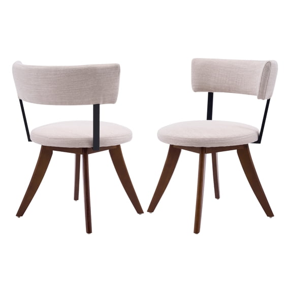 Text Tile Material LHKJ Modern Upholstered Dining Chairs with Curved Back, Beige Fabric ...