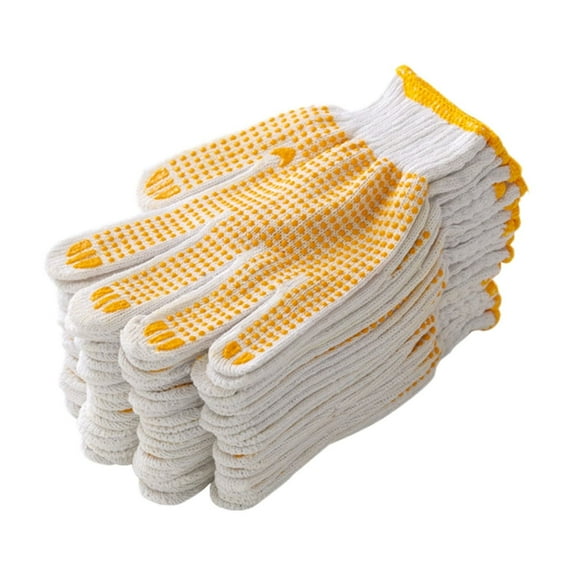LHNFT 12 Pairs Cotton Work Gloves with Anti-slip Dots for Men Women, Breathable Cotton Knit Grip Gloves for Gardening Warehouse Construction Mechanic Industrial