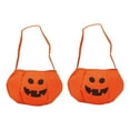 thumbnail image 1 of LHNFT 2 Pack Halloween Trick or Treat Pumpkin Candy Tote Bag - Non-Woven Orange Pumpkin Face Goodies Bag, 1 of 6