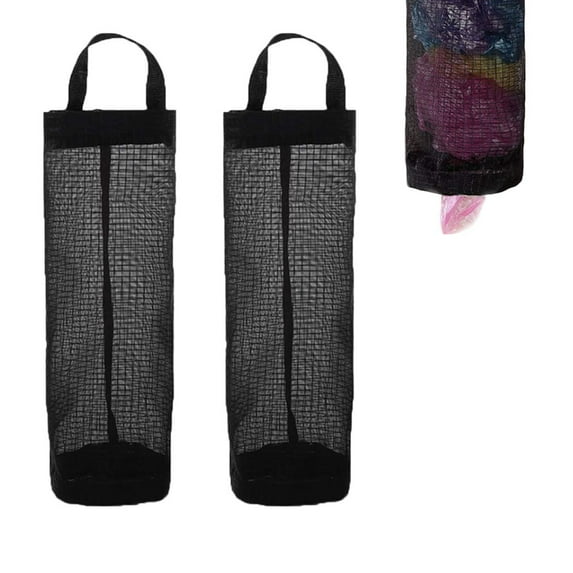 LHNFT 2 Pack Plastic Bag Holder, Grocery Bag Holder for Plastic Bags Mesh Hanging Storage Dispenser Trash Bag Organizer Shopping Bag Holder for Plastic Bags