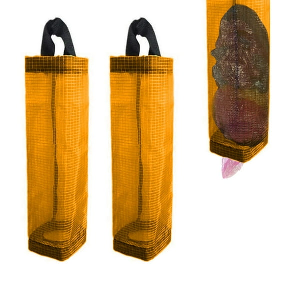 LHNFT 2 Pack Plastic Bag Holder, Grocery Bag Holder for Plastic Bags Mesh Hanging Storage Dispenser Trash Bag Organizer Shopping Bag Holder for Plastic Bags
