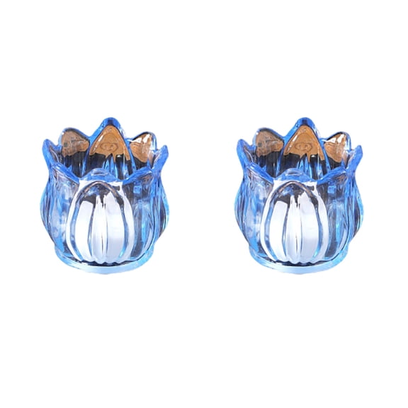 LHNFT 2 Pcs Glass Tea Light Candle Holder, Tulip Crystal Glass Votive Candle Holder for Desk Table Centerpiece, Wedding, Party, and Home Decor