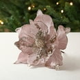 thumbnail image 1 of LHNFT 2 Pcs Poinsettia Artificial Flowers Christmas Tree Ornaments Velvet Glitter Magnolia Flowers for Xmas New Year Party Wedding Holiday DIY Decorations,Pink, 1 of 3