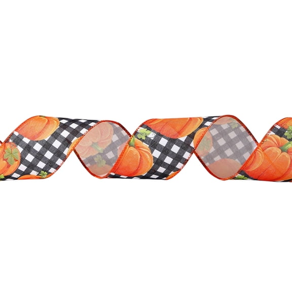LHNFT 2 Rolls 16.4ft Fall Wired Edge Ribbons for Wreaths Maple Truck Pumpkin Turkey Print Burlap Craft Ribbon for Autumn Harvest Halloween Party Decorations DIY Supplies Gift