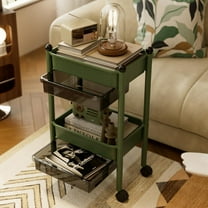 LHNFT 2 Tier Rolling Utility Cart with Drawers Multifunctional Storage Organizer with Wheels & Plastic Shelf Storage Cart for Kitchen Bathroom Office Living Room