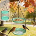 thumbnail image 1 of LHNFT 2-Tier Round Hanging Bird Feeder - Plastic Tray for Birdseed & Water, Simple Outdoor Garden Decor, 1 of 6