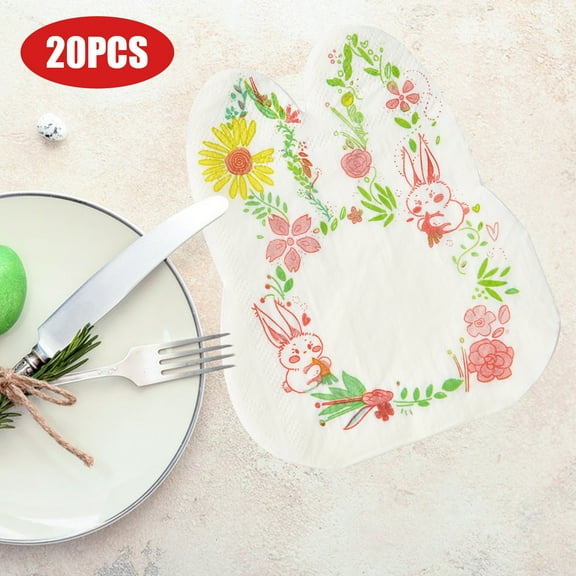 LHNFT 20 Pcs Easter Napkins Paper, Easter Paper Bunny Napkins Easter Napkins Disposable Easter Cocktail Napkins, Easter Dinner Napkins Paper Easter Napkins For Decoupage Happy Easter Guest Napkins