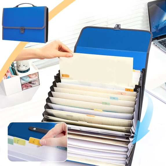 LHNFT 26 Pockets Letter Size/A4 Accordion File Organizer with Handle, Expanding File Folder, Expandable Document Paper Organizer for Travel Office School Supplies