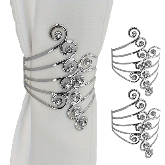 LHNFT 2Pcs Curtain Tie Backs, Sparkling Rhinestone Curtain Holdbacks, Curtain Holder Buckle, Modern Design Curtain Drapes Clips Rope Holdbacks for Home Office Decor