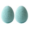 thumbnail image 1 of LHNFT 2Pcs Handmade Crochet Easter Eggs, Fabric Wrapped Easter Egg with Foam Filler Rustic Knitted Egg Ornaments for Tiered Tray Basket Stuffers Spring Party Decor, 1.97 × 2.76 Inch, 1 of 6