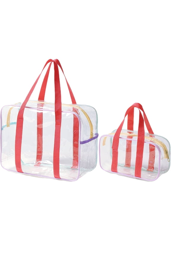 2Pcs/Set Waterproof Beach Bag, Women's Transparent Makeup Storage bag, Travel Handbag, Beach Vacation Essentials