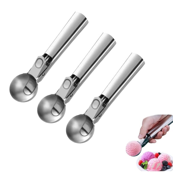 LHNFT 3Pcs Ice Cream Scoop Old-school Ice Cream Scoop with Easy Release, Stainless Steel Perfect for Ice Cream, Gelato, Sundae, Frozen Yogurt, Fruit, Cookie