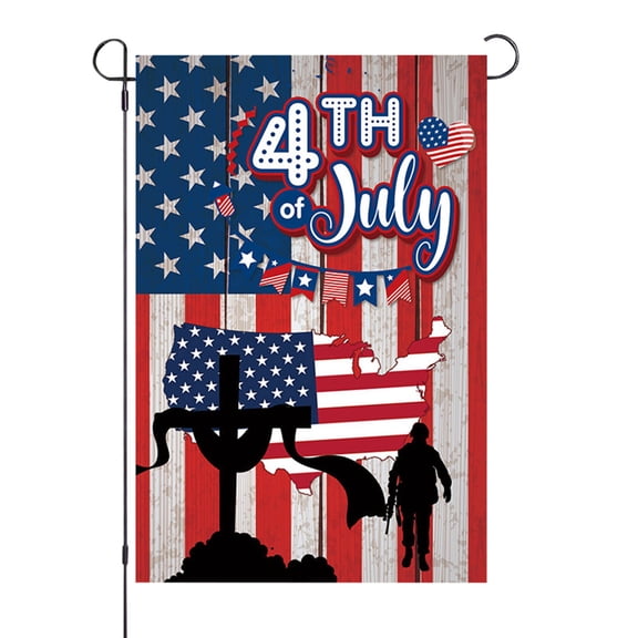 LHNFT 4th of July Independence Day USA American Patriotic Memorial Garden Flags for Home Decor - Weather Resistant & Double Stitched Yard Flags - 18 x 12 Inch