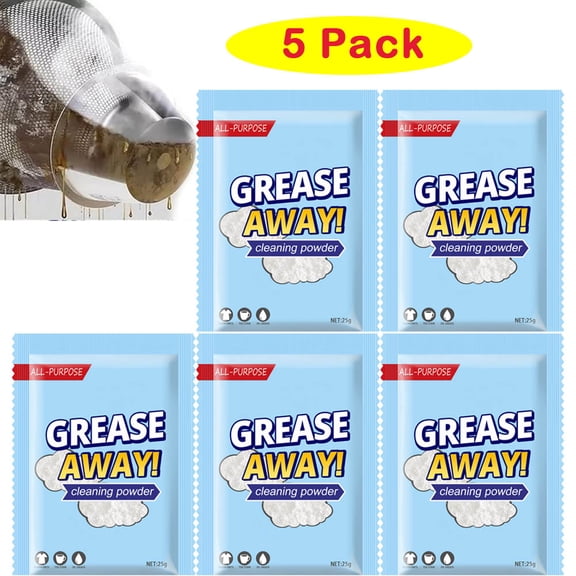 LHNFT 5 Pcs All Purpose Grease Away Cleaning Powder, Grease Away Powder Cleaner, Kitchen Decontamination Powder Cleaner Kitchen Oil, Stainless Steel Cleaning Powder Stain Remover