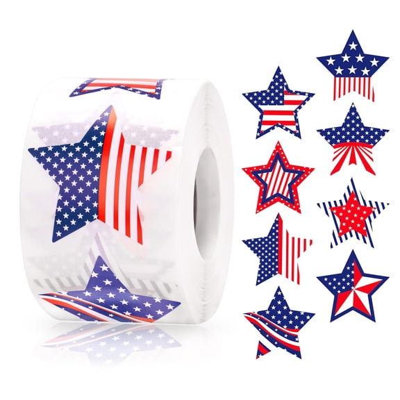 LHNFT 500Pcs American Flag Star Stickers - 1.5Inch USA Patriotic Seals Labels Stickers Self-Adhesive 4th of July Sticker Memorial Day Sticker for Independence Day Kids Reward Envelope Seal Card