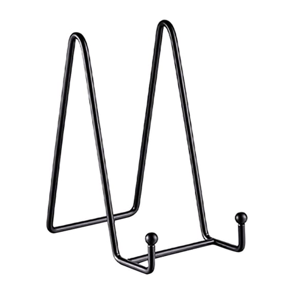 LHNFT 6 Inch Plate Stands for Display Picture Frames - Vinyl Table Top Display, Decorative Metal Frame Holders, Photo and Platter, Tabletop Art, Black