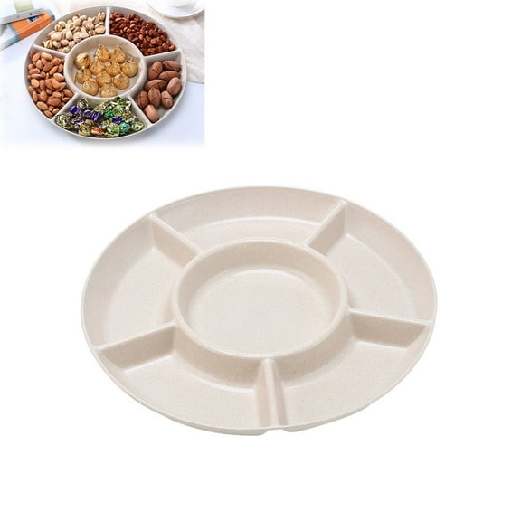 LHNFT 6 Sectional Round Plastic Serving Tray/Platter