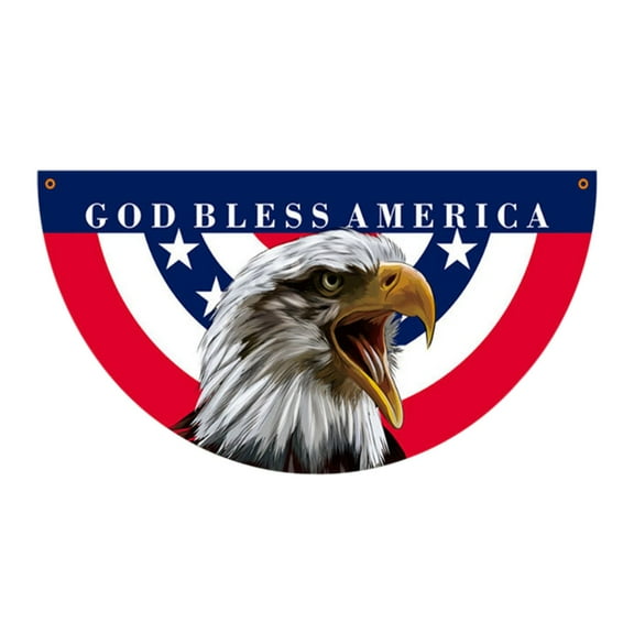 LHNFT American Flag Patriotic Eagle USA Red White Bule Non Pleated Fan Flags 4th of July Stripe independence Day Flags USA Patriotics Half Fan Bunting Flag for Outdoor Indoor