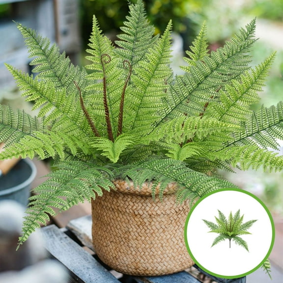 LHNFT Artificial Fern Plants 20 Inch Fake Boston Fern Faux Plastic Plant Outdoor UV Resistant Shrubs Greenery Bundles Outside Indoor Home Garden Office Balcony Party Porch Potted Hanging Decor