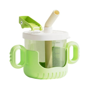 LHNFT Baby Training Cup with Scale and Straw, Kids Water Bottle, Transition Sippy Cup and Open Cup with Handles, Spill-Proof, Leak-Proof Soft Silicone Spout Cup 300ml