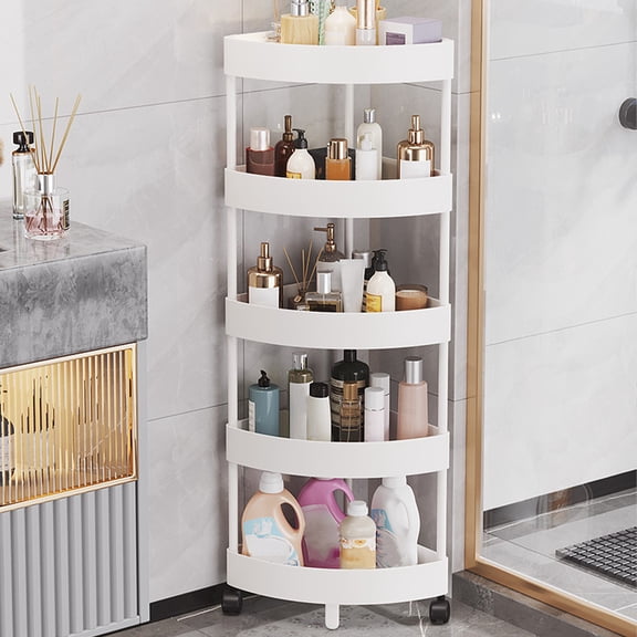 LHNFT Bathroom Storage Cart, 5-Tier Slim Storage Cart, Space-Saving Mobile Shelving Unit for Bathroom, Kitchen, Office, and Narrow Spaces, Stackable Utility Organizer with Wheels